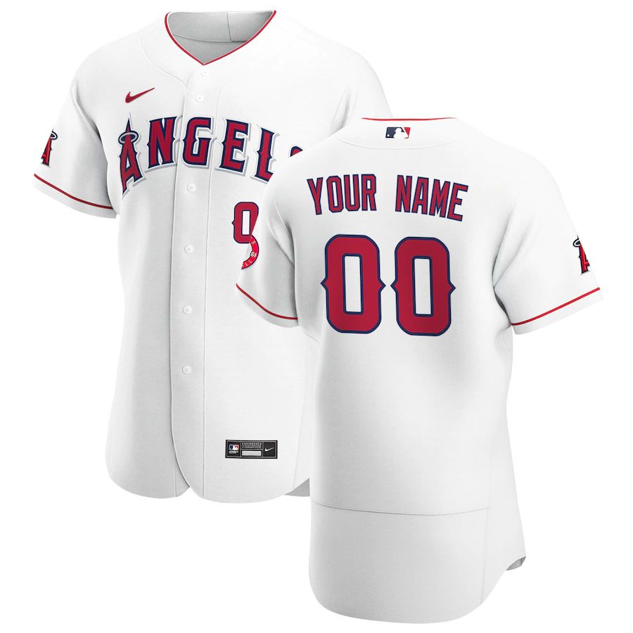 Mens Los Angeles Angels Nike White Home Authentic Custom MLB Jerseys
